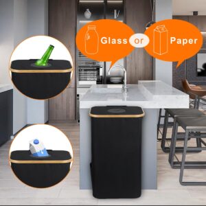 Famolay Recycling Bin for Kitchen, Recycle Bottle Bin with Lid Indoor Home, Large 100L Recycling Bin with 2 Removable Reusable Inner Bag Collecting Glass Paper Plastic Metal Empty Bottles