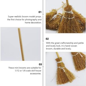 5Pcs Witch Broom Witch Broom Artificial Mini Broom Miniature Broom Props Mini Straw Broom Fairy Micro Landscape Decoration Witch Broomstick Cinnamon Broom Sweeping