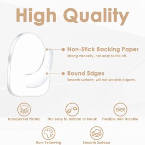 20 Pcs Clear Adhesive Wall Hooks for Hanging, Small Plastic Sticky Hooks, Transparent Acrylic Sticky Hangers for Walls No Damage, Temporary Wall Hooks for Bathroom, Kitchen Home Storage Hooks