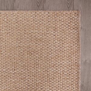 CAMILSON Easy Jute Rug 9x12, Indoor Outdoor Natural Color Farmhouse Area Rugs for Living Room Patio and Kitchen Rug, Solid Boho Woven Design, Easy-Cleaning, Washable Outside Carpet Alfombras (9 x 12)