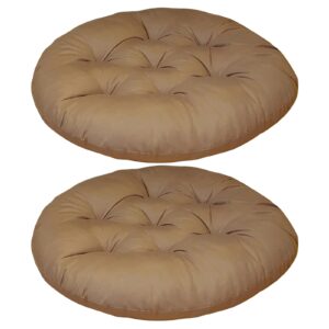 generic round chair cushions set of 2 16 inch comfortable fluffy tufted round chair pads outdoor all weather bistro seat cushions for kitchen home bar stool garden pation furniture brown