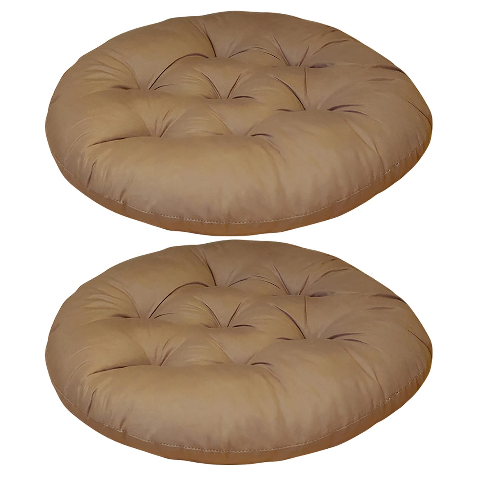 Generic Round Chair Cushions Set of 2 16 inch Comfortable Fluffy Tufted Round Chair Pads Outdoor All Weather Bistro Seat Cushions for Kitchen Home Bar Stool Garden Pation Furniture Brown