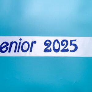 Conggluuo Senior 2025 sash,senior sashes class of 2025 senior sash White sash with Blue Glitter graduation sash for Graduation Party Supplies 8 Pack senior sashes White Blue 8pcs