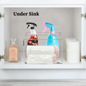 upcessory Acrylic Trash Bag Dispenser, 2 in 1 Extra Large Under Sink Garbage Bag Organizer, Kitchen Trash Bag Storage Holder with Lid for 13 30 33 Gallon Garbage Bag