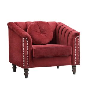 YIPDFERNOR Red Lint 3-Piece Living Room Sofa Set, Contemporary Sofa Couch Set, for Living Room Furniture Sets、Offices、Apartments（Chair）