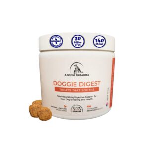 doggie digest-natural organic dogs pre & probiotics, 10 active nutrients, cold pressed, vet formulated, upset stomach/allergies/itching, digestive enzymes, gut/skin/hip/joint, pumpkin, immune support.