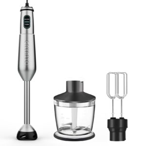 gavasto immersion blender 1000 watts scratch resistant hand blender,20 speed and turbo mode hand mixer, 3-in-1 heavy duty copper motor stainless steel smart stick with egg beaters and chopper