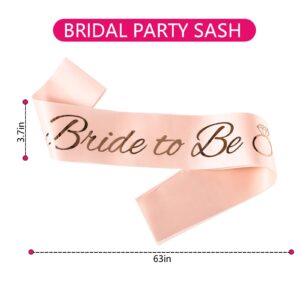 Generic Bride to Be Sash, Bride Sash for Bridal Shower, Bachelorette Sash, Bachelorette Party Wedding Engagement Party Favors Gift Accessories Pink Satin Sash with Gold Lettering (Pink)