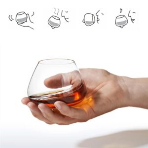 Spinning Whiskey Glasses Set of 2, Unique Rotatable Crystal Rock Whiskey Tasting Glass, Cool Whiskey Tumbler