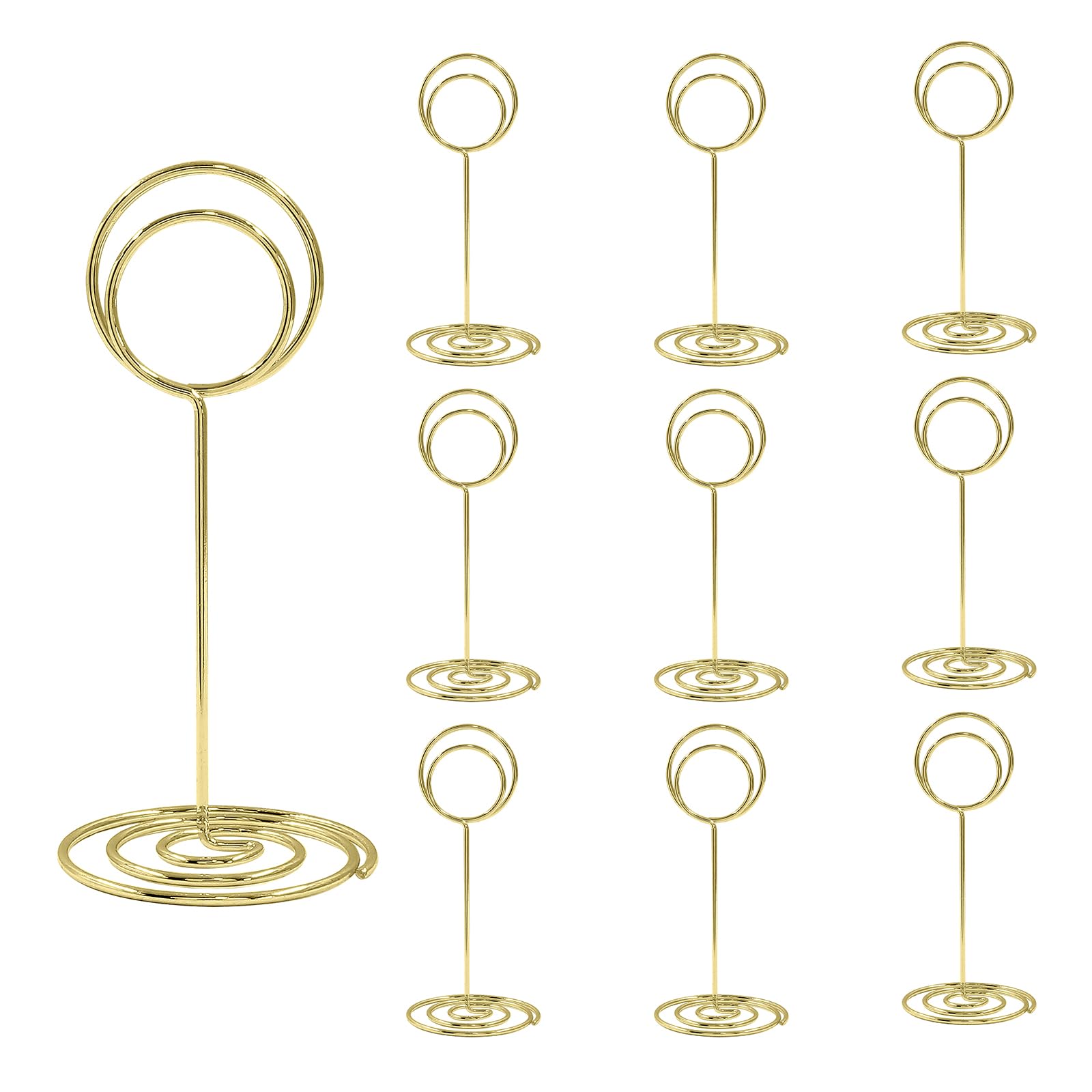 Waziaqoc 10Pcs Table Number Holders, Mini Round Place Card Holder, 3.35 Inch/85mm Short Table Number Stands for Wedding Party Graduation (Gold)