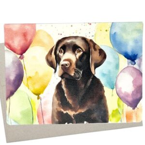 whitman and daughter chocolate lab birthday card (1 premium card, 5x7 inch) dog note card blank for every occasion like baby shower, kids birthday, graduation - 785