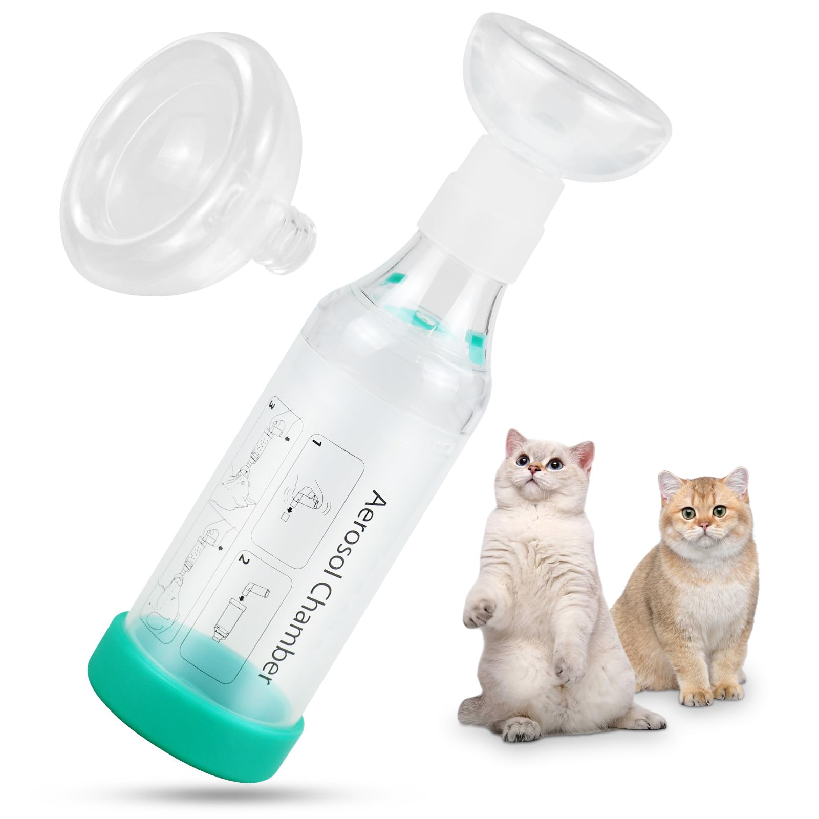 Malihome Cat Handheld Inhaler Spacer with 2 Masks Helps with Breathing & Delivering Medication Fits