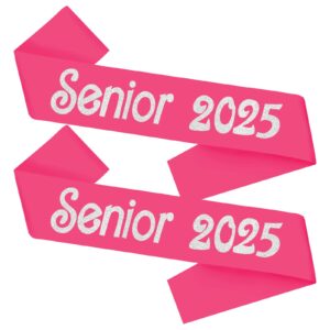 conggluuo senior 2025 sash,senior sashes class of 2025 senior sash pink sash with silver glitter graduation sash for graduation party supplies 2 pack senior sashes pink silver 2pcs