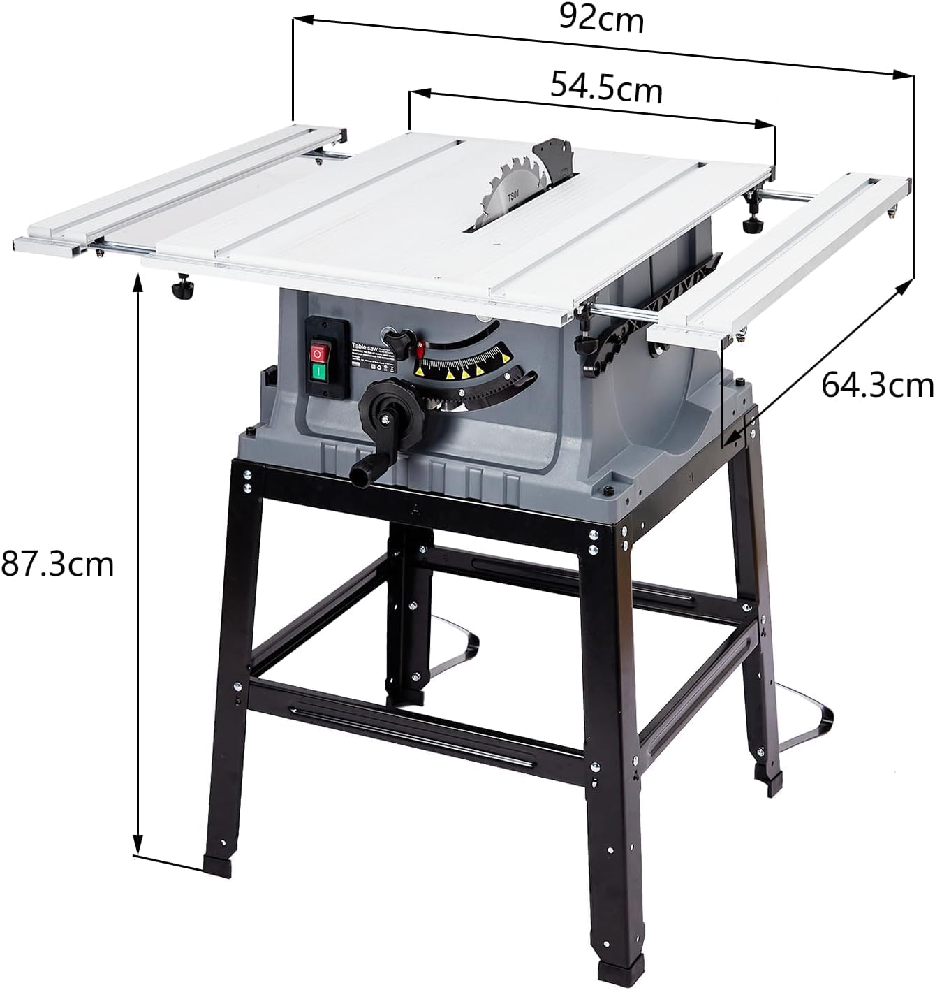 Table Saw 10 Inch, 15 Amp 5000RPM Powerful Tablesaw With Stand & Protective Cover, 36 X 25 Inch Tabletop Saw 90° Cross Cut & 0-45° Bevel Cut, Adjustable Depth, for Woodworking, Metal, Plastic (Black)