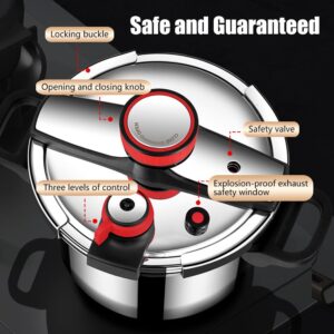 Xgxoz Pressure Cooker 10L 316 Stainless Steel Cookware Three-Speed Adjustment 9 Security Systems with Easy Opening Closing Lid Works on All Cooktops