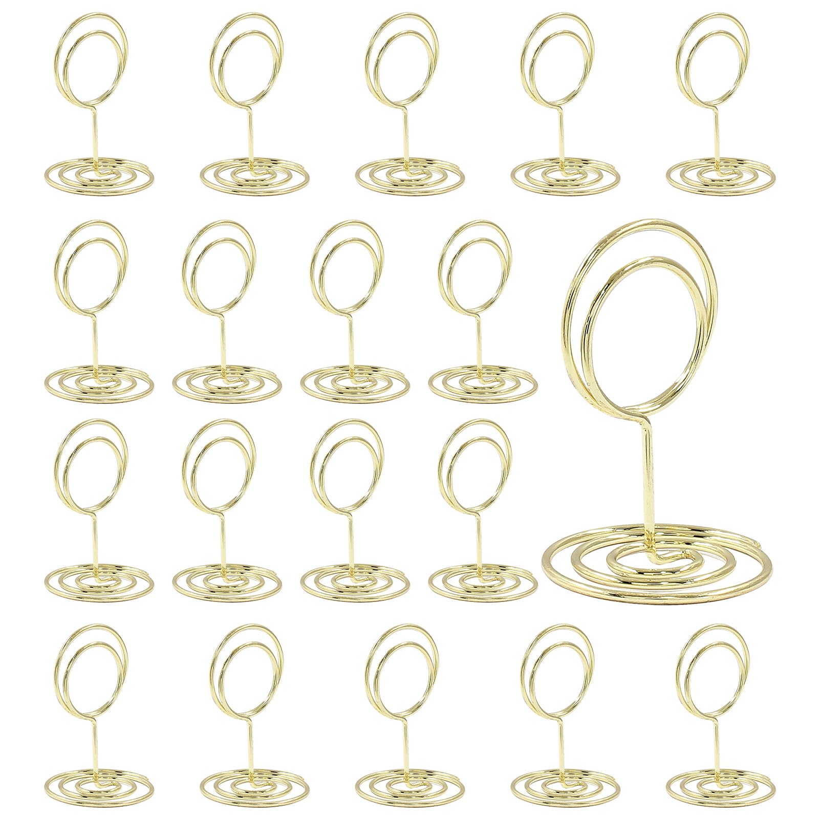 Waziaqoc 20Pcs Table Number Holders, Mini Round Place Card Holder. 2 Inch Short Table Number Stands for Wedding Party Graduation (Gold)