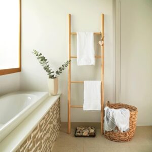 Wooden Blanket Ladder, 5.4 Ft, Blanket Quilt Towel Holder Rack Decorative Ladder, Multi-style Ladder Shelf For Living Room Bedroom Bathroom Home Decor