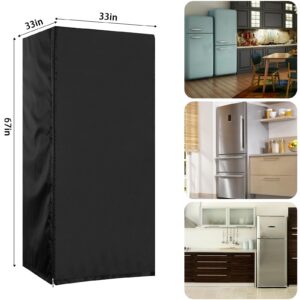 YZNKLXF Refrigerator Cover 33''L x 33''W x 67''H,Suitable for Upright Freezers/Beverage Refrigerator/Large Cold Rooms,Reusable, Front can be opened, Black