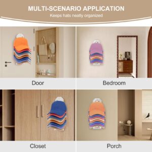 Ounic Hat Organizer for Baseball Caps, 2 Pack Hat Rack for Wall, Hat Hold Organizer and Display for 16 Hats, Hat Hanger Strong Adhesive/Wall Drilled for Wall, Door,Bedroom,Closet-Clear