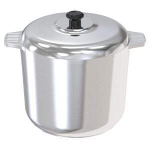 18 Quart Cast Aluminum Large Stock Pot with Lid - Durable & Lightweight Soup Pot with Even Heat Distribution & Retention - Professional Cookware Stockpot with Silicone Handle