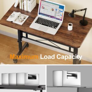 Small Standing Desk Adjustable Height, Mobile Stand Up Desk with Wheels, 32 Inch Portable Rolling Desk Small Computer Desk, Portable Laptop Desk Standing Table Rustic