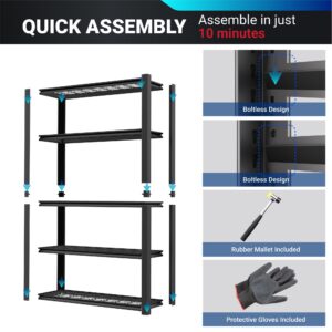 FLEXIMOUNTS 72" H Garage Shelving, 5-Tier Garage Storage Shelves, Standing Shelving Unit, Metal Wire Rack, Heavy Duty Shelving for Basement, Warehouse, 36" W x 16" D x 72" H