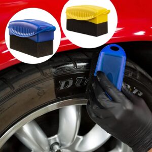 2PCS Tire Shine Applicator,Tire Dressing Applicator,Tire Shine Sponge Pad,Reusable Tire Shine Brush Applicator with Ergonomic Rectangular Box Detailing Wheel Cleaner Car Tire Brush,Car Detailing kit