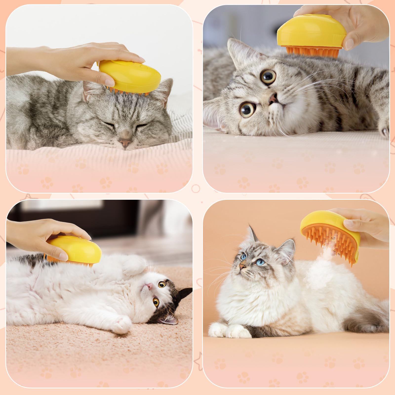 Cat Steam Brush,Cat Steam Brush for Grooming,3 in 1 Steamy Cat Brush,Spraying Steam Pet SPA Brush,Rechargeable Silicone Pet Comb for Cats & Dogs