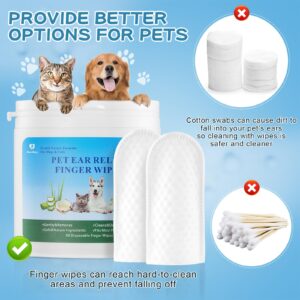 Dog Ear Finger Wipes,Pet Cleaning Ear Wipes for Dogs Cats,Natural Gently Removes Dirt&Odor,Soothes&Deodorizes-Relieve Ear Itching&Inflammation,Fresh Scent Easy Pet Ear Wipes (50)