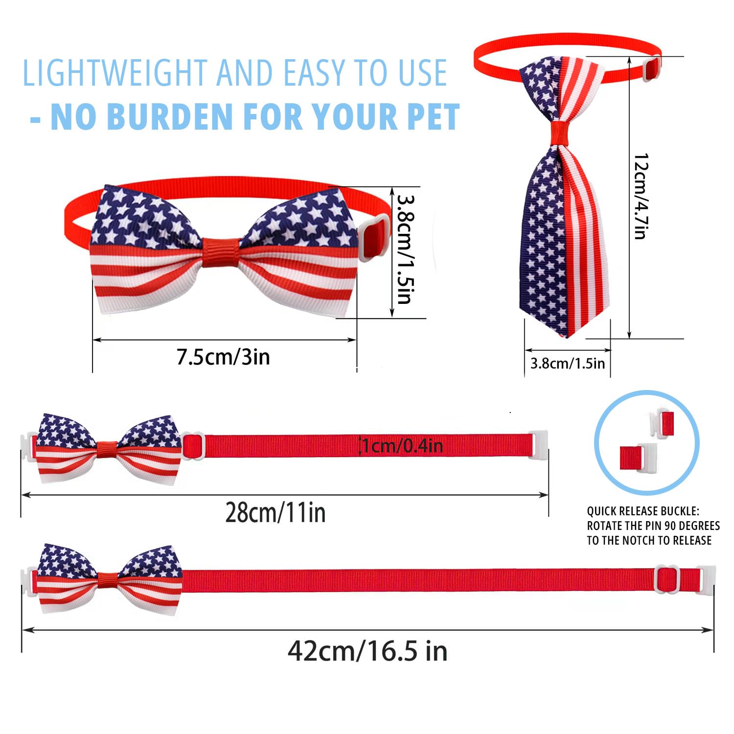 BeanBean Scoop MAGA Pet Accessories - Patriotic American Flag Dog Necktie & Bow Tie Set, Rally with Your Furry Friend for Trump