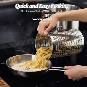 WAGENSTEIGER Premium Stainless Steel Asparagus Steamer Pot or Spaghetti Pasta Stovetop Cooker with Perforated Steamer Basket, Tall & Large Size, Versatile Cookware, 3-Ply Base(4.3Liters/1.14Gals)