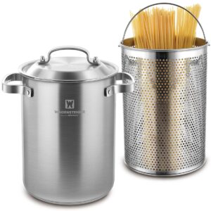 WAGENSTEIGER Premium Stainless Steel Asparagus Steamer Pot or Spaghetti Pasta Stovetop Cooker with Perforated Steamer Basket, Tall & Large Size, Versatile Cookware, 3-Ply Base(4.3Liters/1.14Gals)