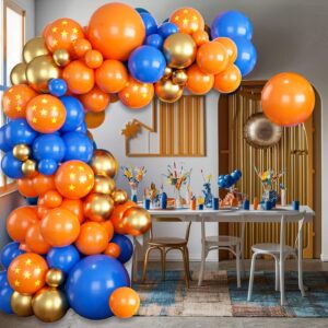 Orange Birthday Party Decoration Supplies,Latex Balloons Kit/Banner/Plates/Cake Topper/Cupcake Toppers