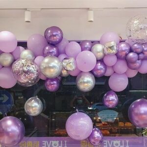 HKYOOD 128Pcs Purple Balloons Garland Arch Kit - 18 12 10 5 inch Pastel Purple Metallic Purple Metallic Silver Latex Balloon for Birthday Baby Shower Bridal Shower Wedding Princess Party Decorations