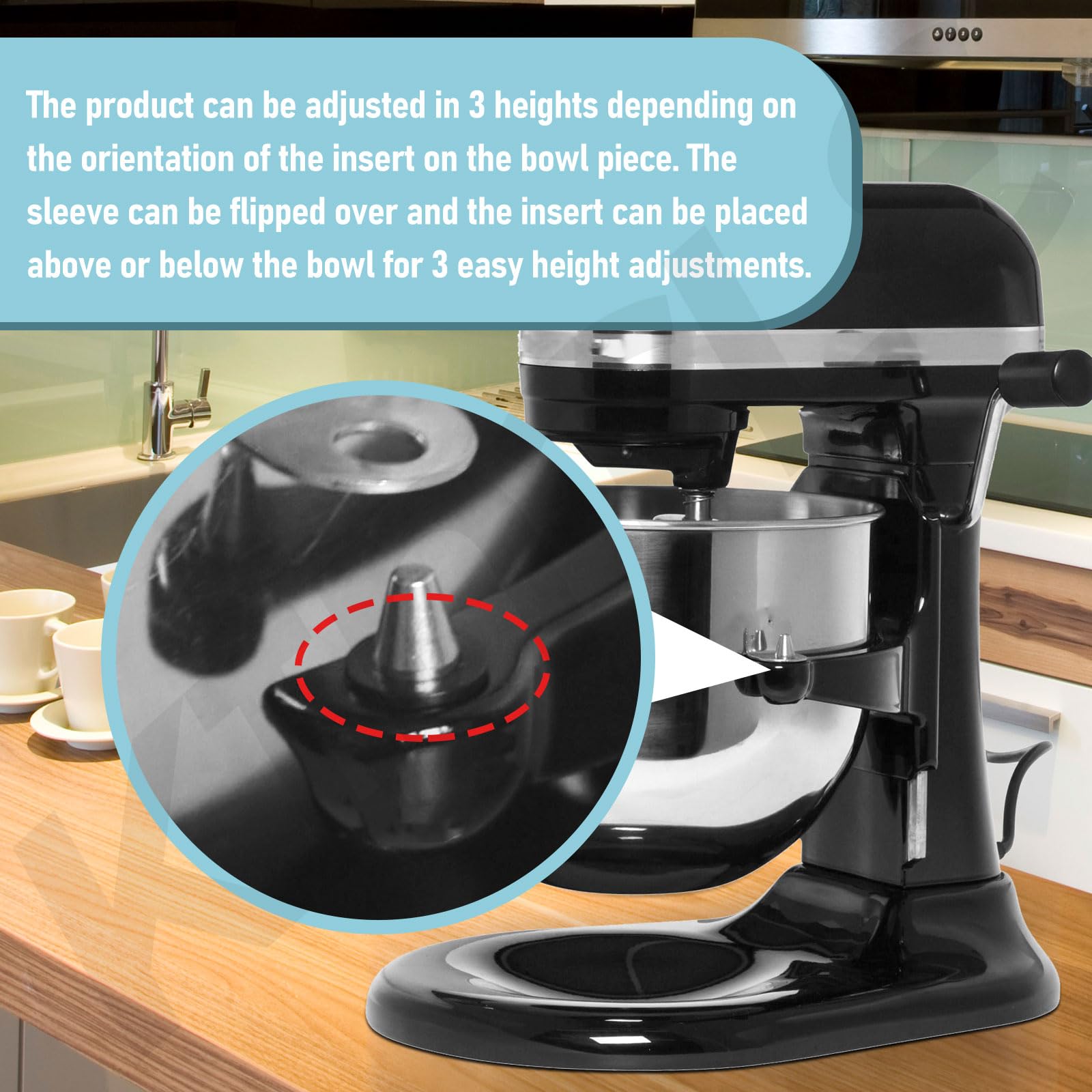 KINTLE 3 Different Height Adjustments for the KitchenAid Bowl-Lift Stand Mixer, Improve Bowl Does Not Come Close Enough to The Bottom, Allow the Food to Mix Well, Enhance Mixing Experience, BLACK