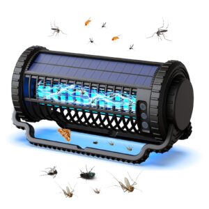 solar bug zapper outdoor, 4800v effective mosquito zapper indoor, cordless rechargeable fly zapper with 4000mah battery, ip66 waterproof insect zapper for outside, patio, backyard, garden