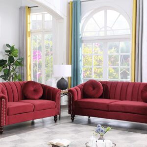 YIPDFERNOR Red Lint 3-Piece Living Room Sofa Set, Contemporary Sofa Couch Set, for Living Room Furniture Sets、Offices、Apartments（Chair）