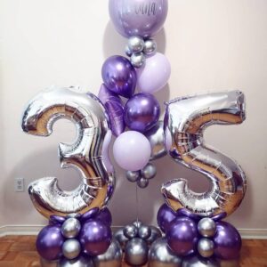 HKYOOD 128Pcs Purple Balloons Garland Arch Kit - 18 12 10 5 inch Pastel Purple Metallic Purple Metallic Silver Latex Balloon for Birthday Baby Shower Bridal Shower Wedding Princess Party Decorations