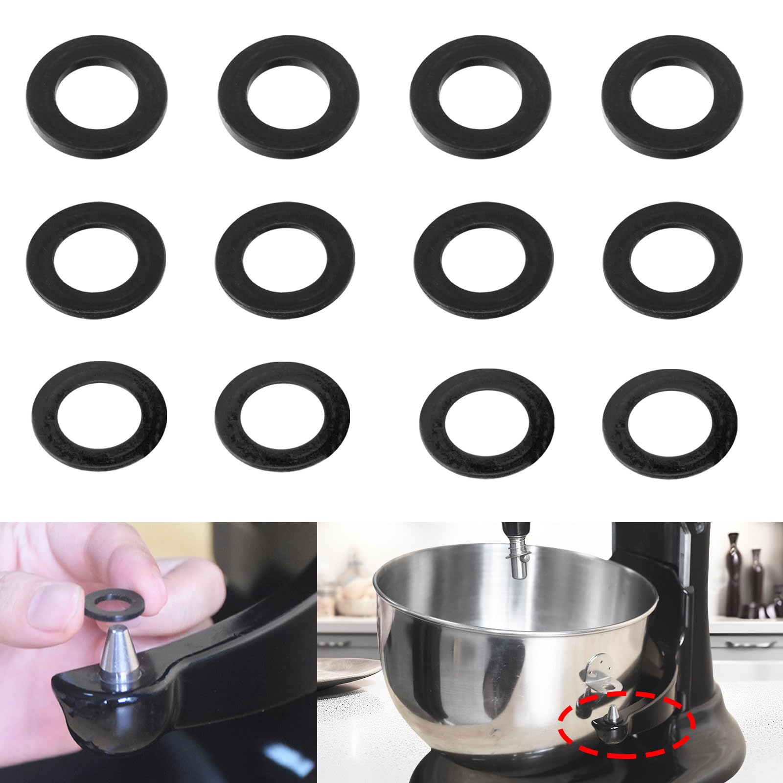 KINTLE 3 Different Height Adjustments for the KitchenAid Bowl-Lift Stand Mixer, Improve Bowl Does Not Come Close Enough to The Bottom, Allow the Food to Mix Well, Enhance Mixing Experience, BLACK