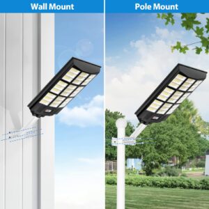 4500W Street Lights Solar Powered, 4500000LM Solar Street Lights for Outside, 2700K/4200K/6500K Dimmable Solar Street Lights Outdoor Waterproof IP66 Dusk to Dawn for Parking Lot, Pole, Garden, Yard