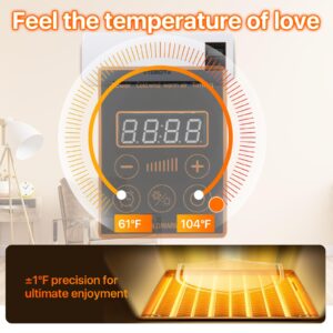 Wall Space Heater, Quiet Ceramic Electric Heater, 3s Fast Heating Heater with Remote Control, 25-Speed Adjustable, Timer, Overheat Protection for Large Room