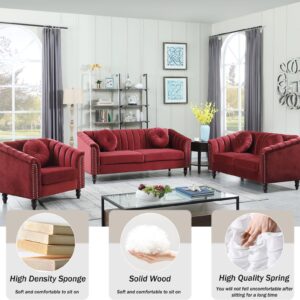 YIPDFERNOR Red Lint 3-Piece Living Room Sofa Set, Contemporary Sofa Couch Set, for Living Room Furniture Sets、Offices、Apartments（Chair）