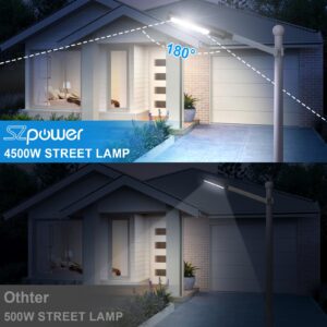 4500W Street Lights Solar Powered, 4500000LM Solar Street Lights for Outside, 2700K/4200K/6500K Dimmable Solar Street Lights Outdoor Waterproof IP66 Dusk to Dawn for Parking Lot, Pole, Garden, Yard