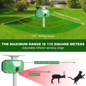 2024 Solar Ultrasonic Animal Repeller, Cat Repellent Outdoor, Dog, Squirrel, Raccoon, Skunk, Rabbit, Fox, Deer, Bird etc.Motion Detection, LED Flashing Light 027