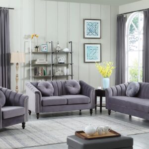 YIPDFERNOR Purple Lint 3-Piece Living Room Sofa Set, Contemporary Sofa Couch Set, for Living Room Furniture Sets、Offices、Apartments（Loveseat）