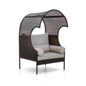 sophia & william outdoor couch egg lounge chair - wicker sofa for patio with removable canopy, rattan single sofa with high backrest and anti-slip cushions