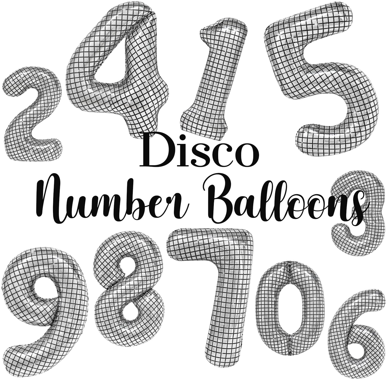 40 Inch Disco Number Balloons Large Silver Disco Ball Print Number Balloon for New Years Eve 70s Birthday Party Supplies Disco Party Decorations Number 1