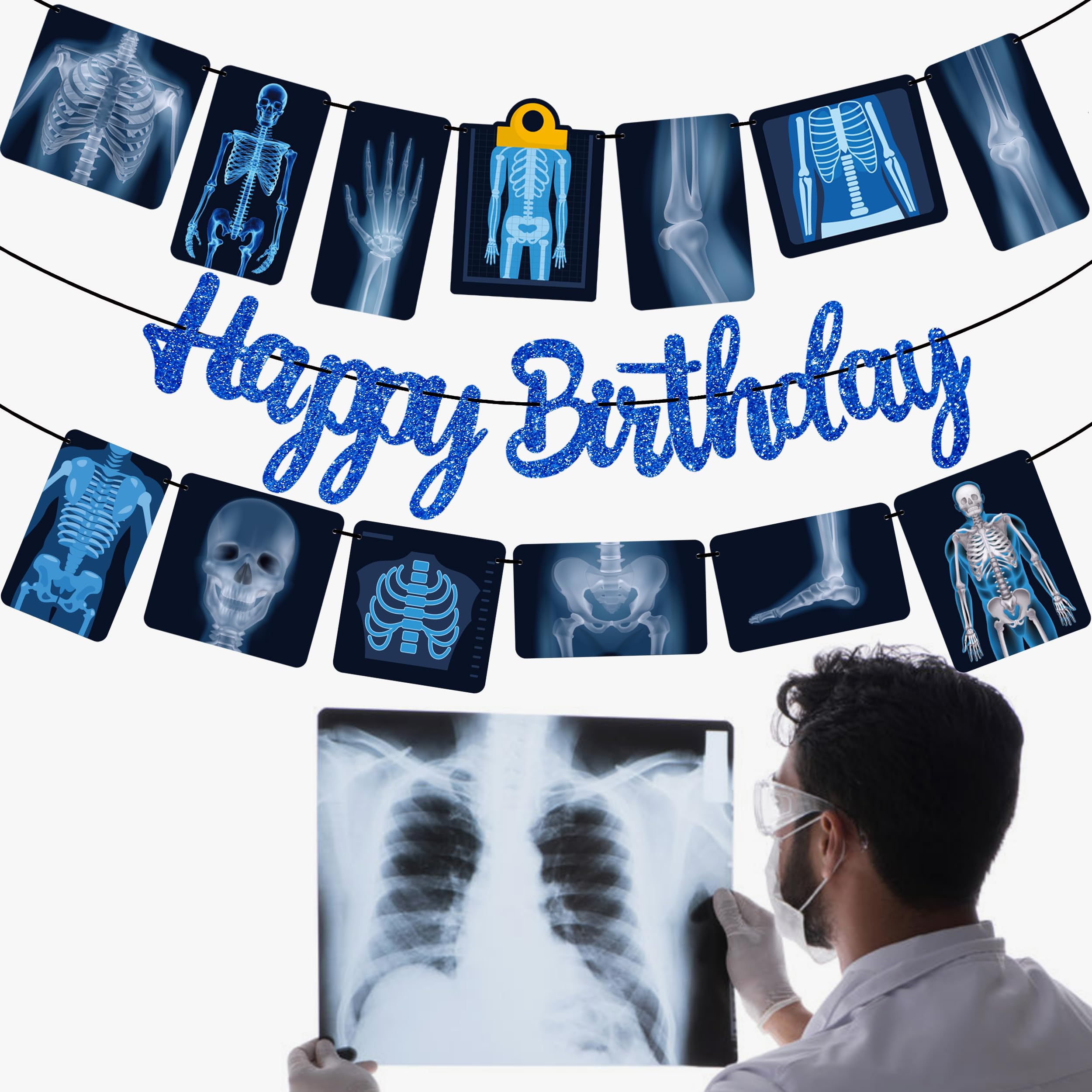 Radiology X Ray Birthday Party Decorations Blue Radiology Happy Birthday Banners Radiology X Ray Party Decorations for Radiologist Birthday Party X Ray Doctor Theme Baby Shower Supplies