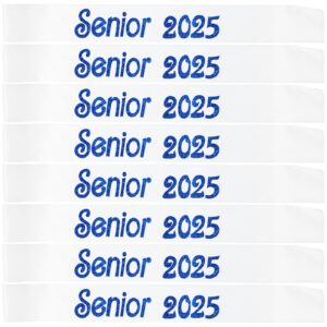 conggluuo senior 2025 sash,senior sashes class of 2025 senior sash white sash with blue glitter graduation sash for graduation party supplies 8 pack senior sashes white blue 8pcs