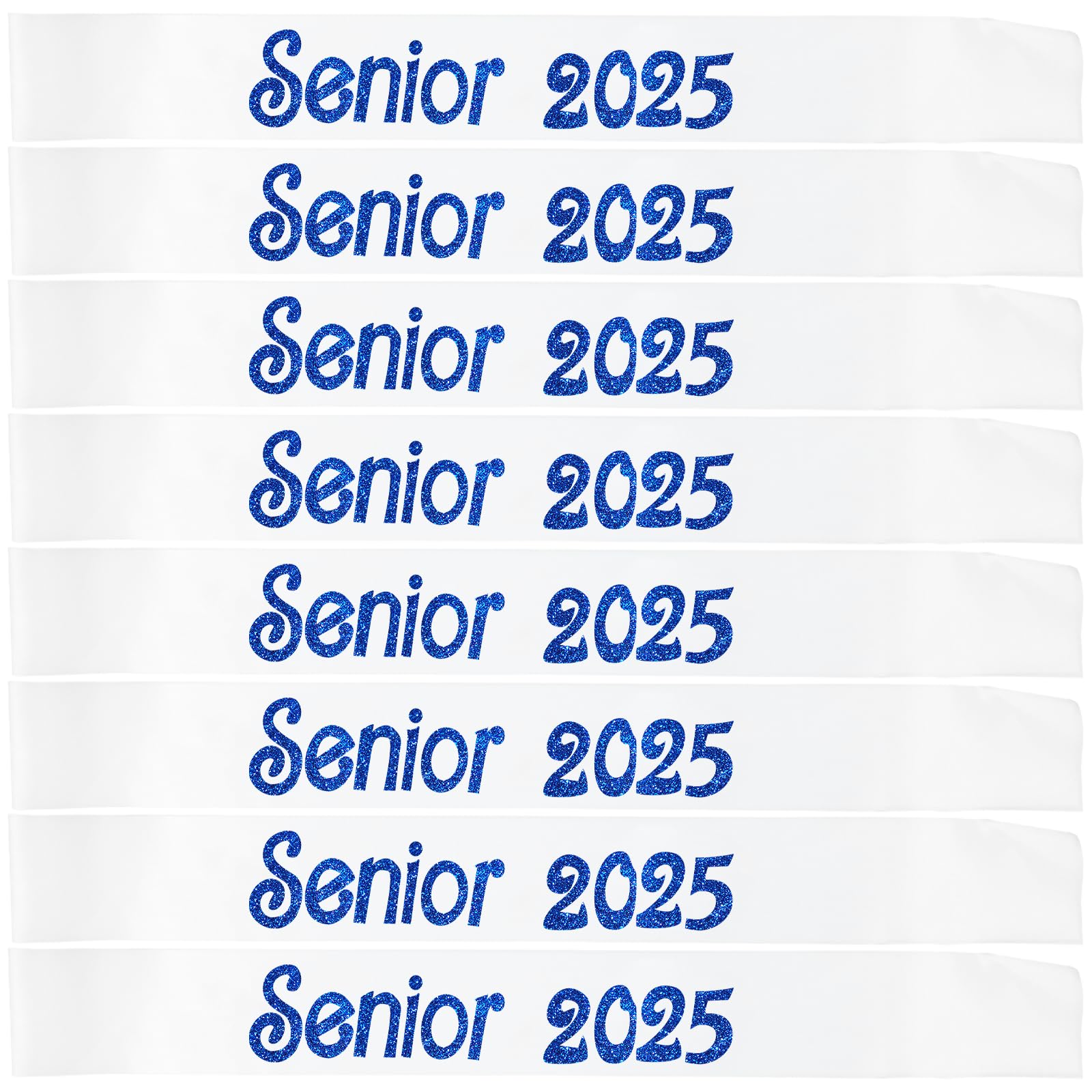 Conggluuo Senior 2025 sash,senior sashes class of 2025 senior sash White sash with Blue Glitter graduation sash for Graduation Party Supplies 8 Pack senior sashes White Blue 8pcs